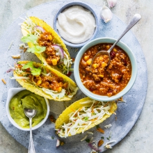 taco chili sin carne | vegetarisch menu | mexicaans