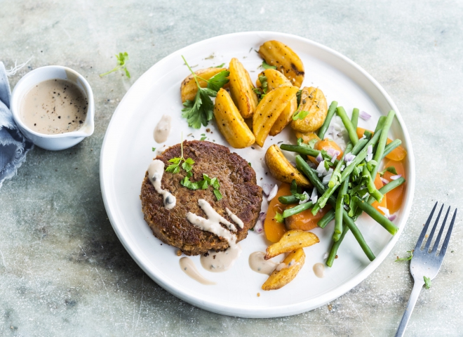 aardappelen groente vlees vervanger | zero meat burger | Cook & Create